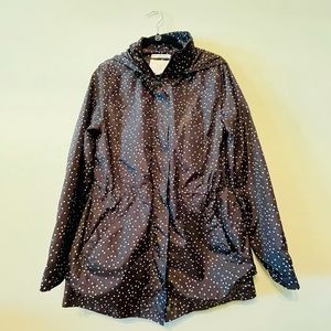 A New Day Black and While Polka Dot Water Resistant Rain Jacket Size Medium